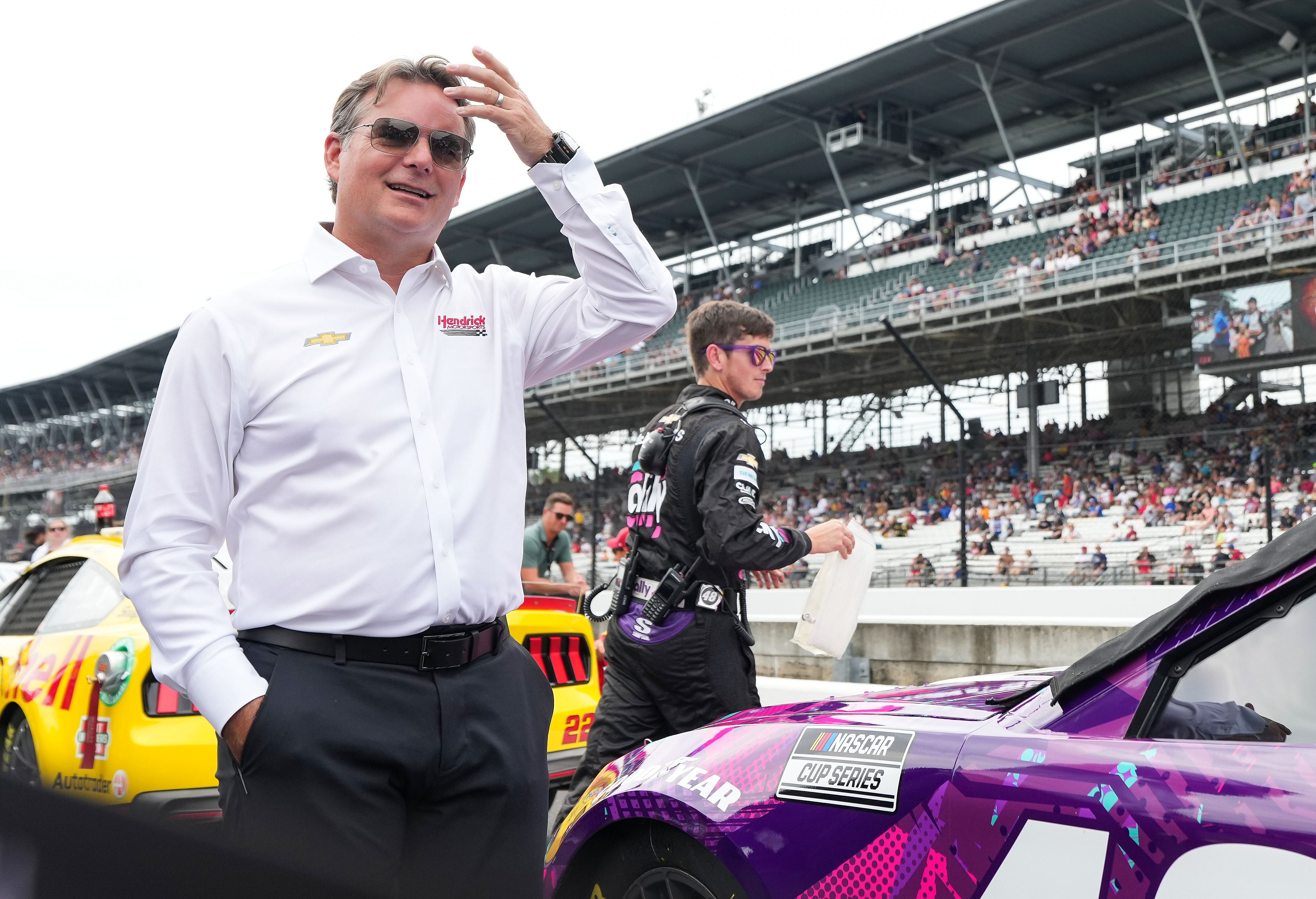 Five-time Brickyard 400 winner Jeff Gordon at the Indianapolis Motor Speedway. - Source: Imagn