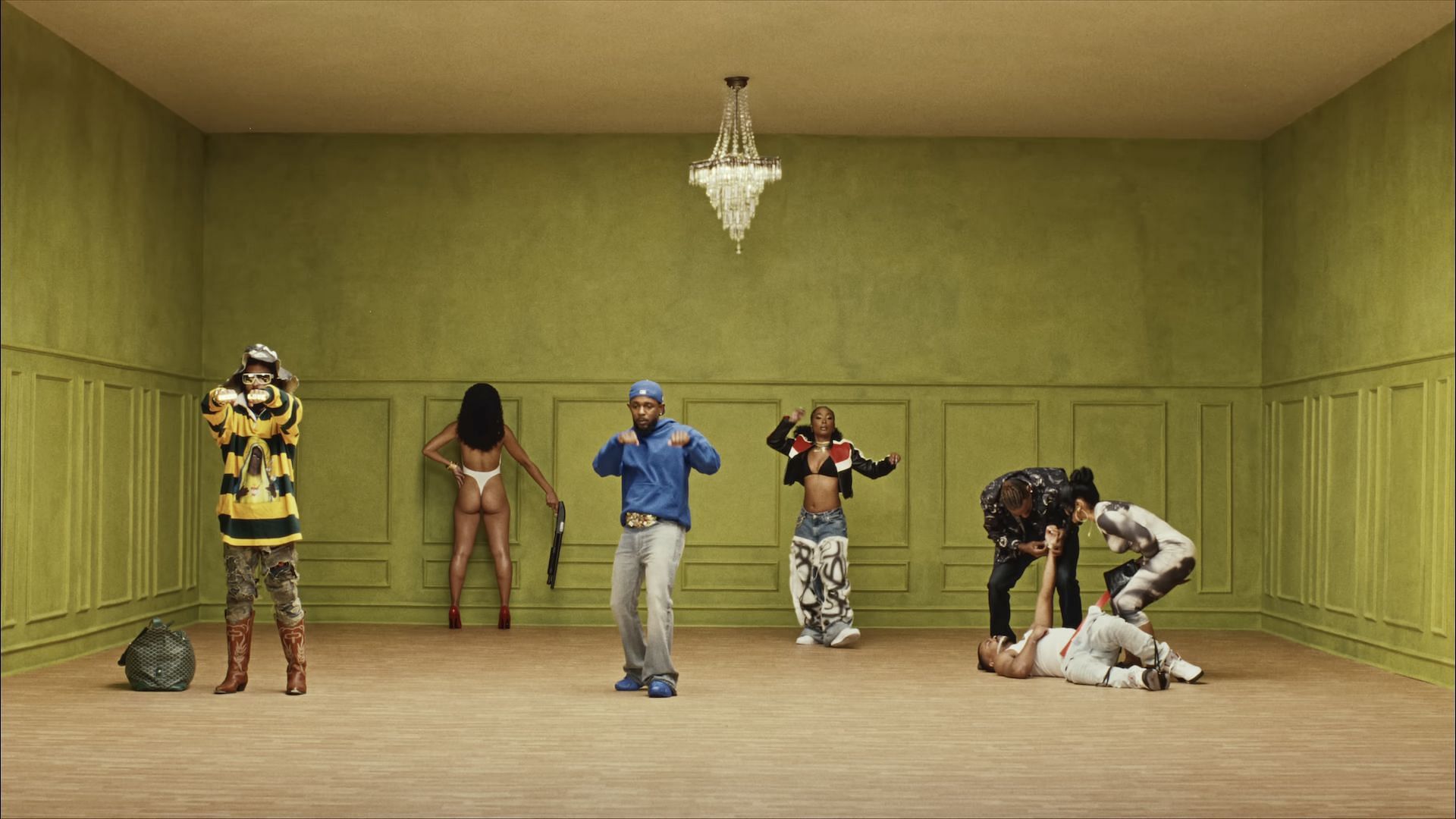 Screenshot of Kendrick&#039;s official music video for &#039;Squabble Up&#039; (Image via YouTube/@kendricklamar)