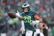 Dallas Goedert at Philadelphia Eagles Training Camp - Source: Imagn