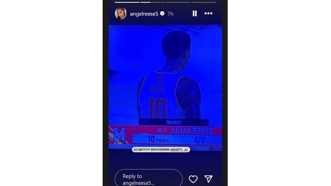 Angel Reese shows support for her brother, Julian Reese, on Instagram. [photo: @angelreese5/IG]