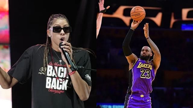 Former WNBA players Candace Parker, Los Angeles Lakers guard LeBron James. Photo Credits: Imagn