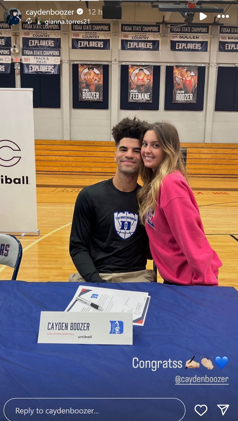 Cayden and GF Gianna Rose during signing day (Image: IG/caydenboozer)