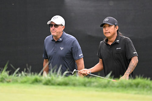 Anthony Kim and Phil Mickelson at the LIV Golf Greenbrier event (Source: Imagn)