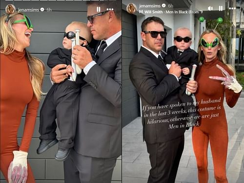 Jena Sims and Brooks share photographs of their Men In BlBlack-themedalloween (Image via Instagram@jenamsims)