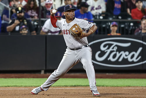 Rafael Devers signed a 10-year, $313.5 million extension with the Red Sox in 2023 (Photo Credit: IMAGN)