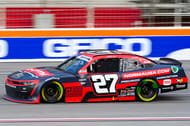 Xfinity Series driver Jeb Burton (27) coming down the stretch at Atlanta Motor Speedway. Mandatory Credit: Jason Allen-Imagn Images