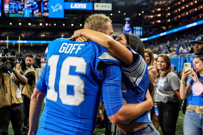 PHOTO: Lions star Jared Goff's wife Christen Harper celebrates husband's 4-TD win vs Jaguars