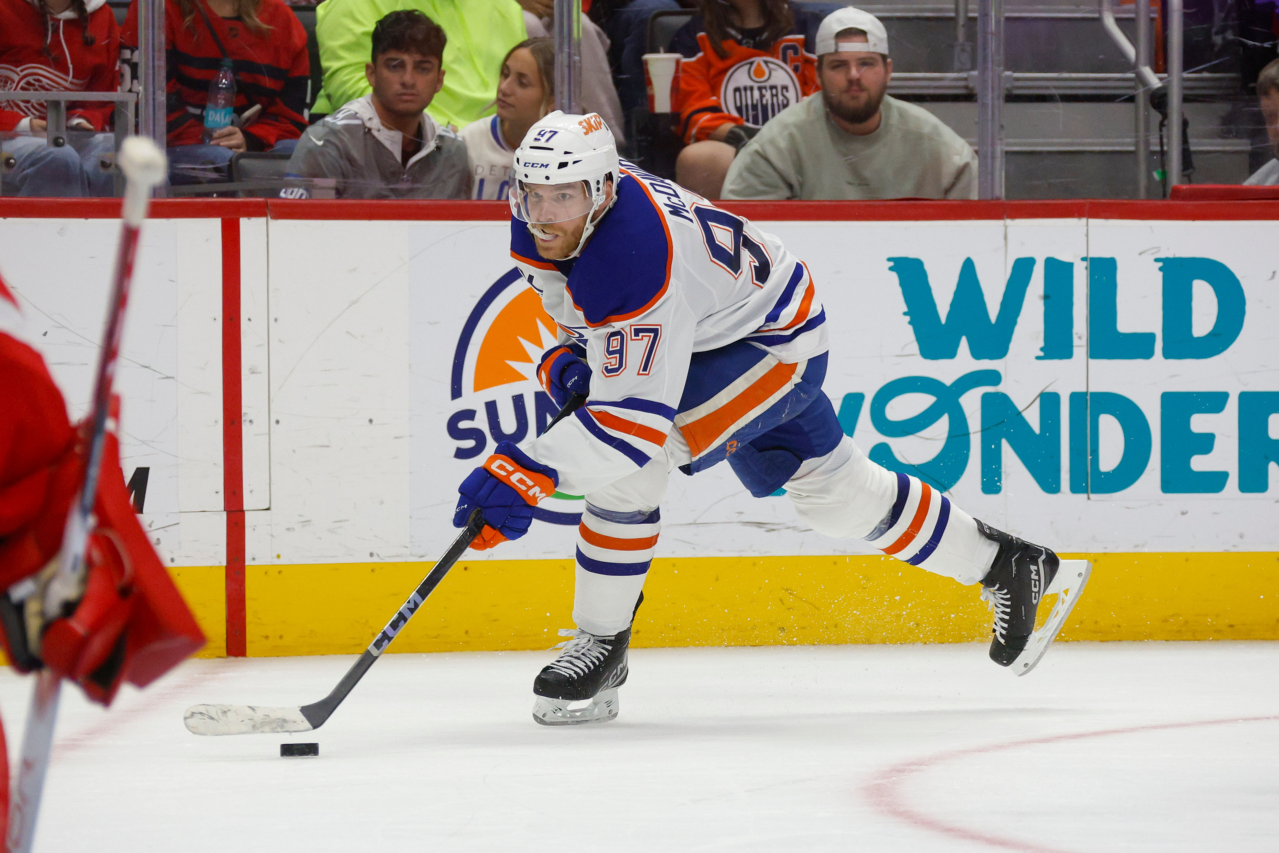 The Oilers are without Connor McDavid (Imagn)