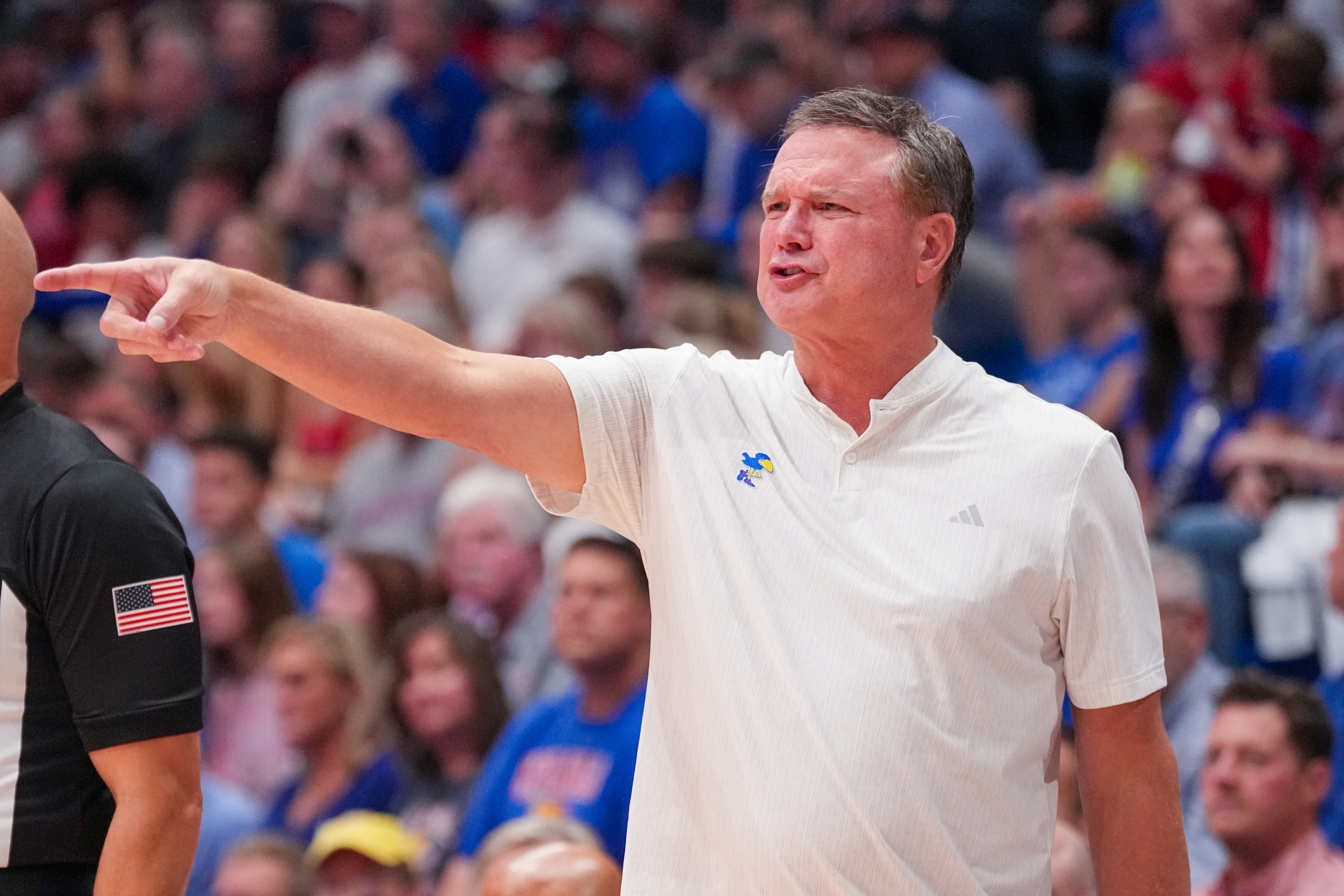 Ochai Agbaji drops a one-worded reaction to Kansas coach Bill Self's latest achievement