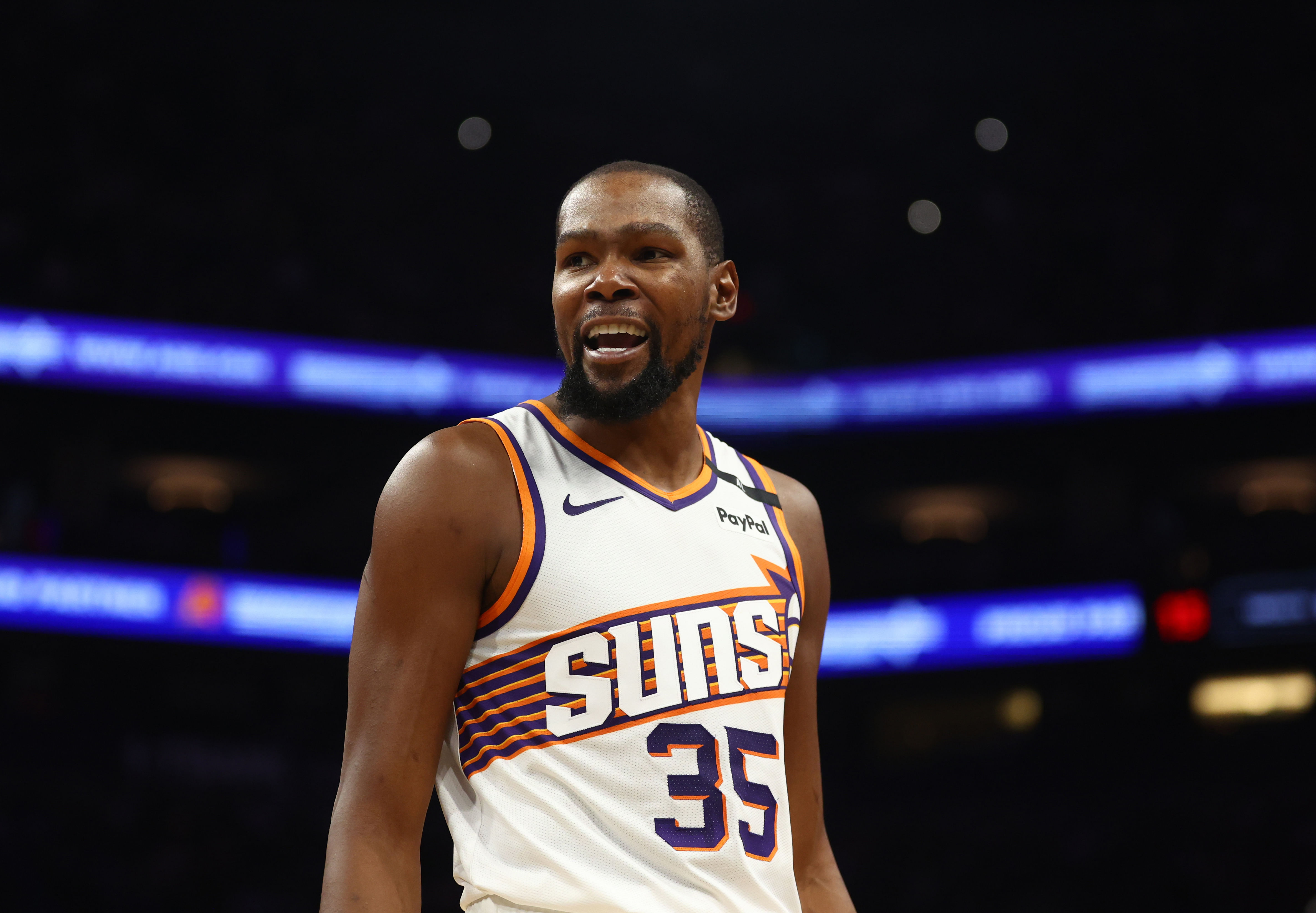 Phoenix Suns forward Kevin Durant against the Los Angeles Lakers at Footprint Center. Photo Credit: Mark Imagn