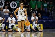 Notre Dame's Olivia Miles brings the ball up the court during a game against Davenport. Photo: Imagn