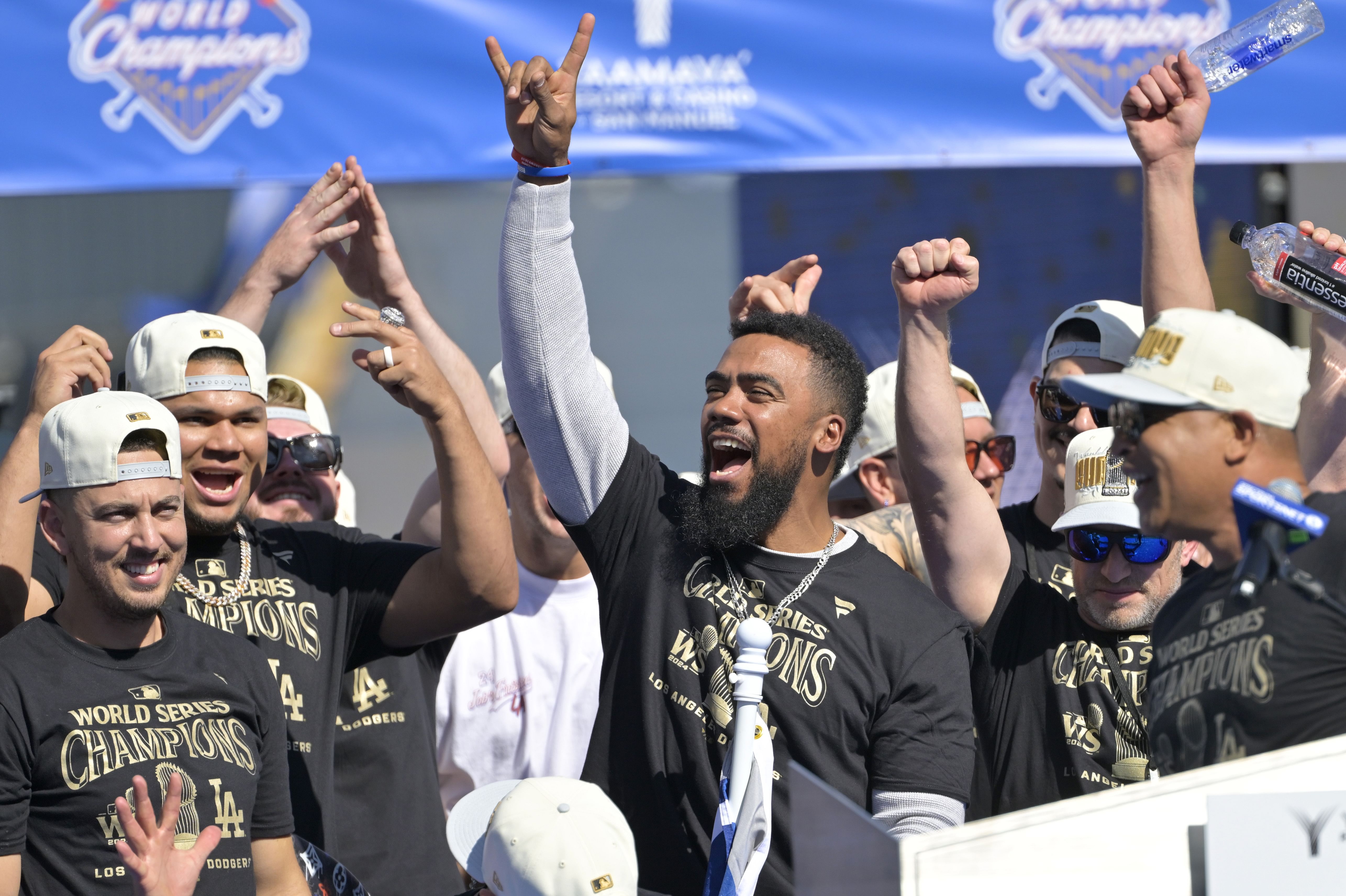 Teoscar Hernandez played a vital role for the Dodgers in their World Series triumph (Photo Credit: IMAGN)