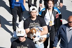 WATCH: Shohei Ohtani’s priceless reaction to dog Decoy leaping out of coach post-MVP announcement goes viral