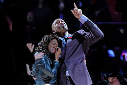 Watch: Vince Carter and mother Michelle embrace in tears after Raptors star's jersey gets immortalized in the rafters