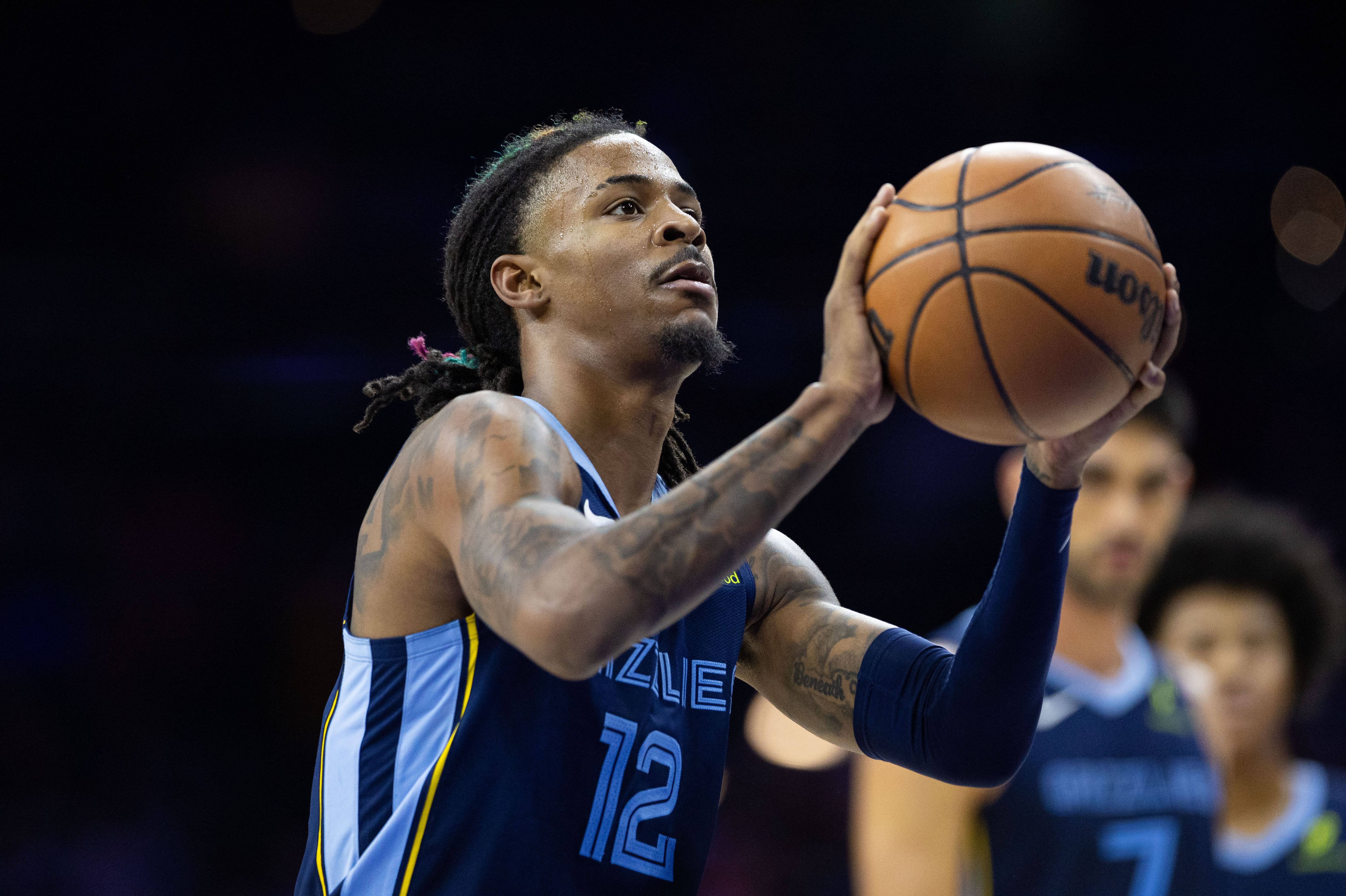 Memphis Grizzlies star point guard Ja Morant (Image Credit: Bill Streicher-Imagn Images)