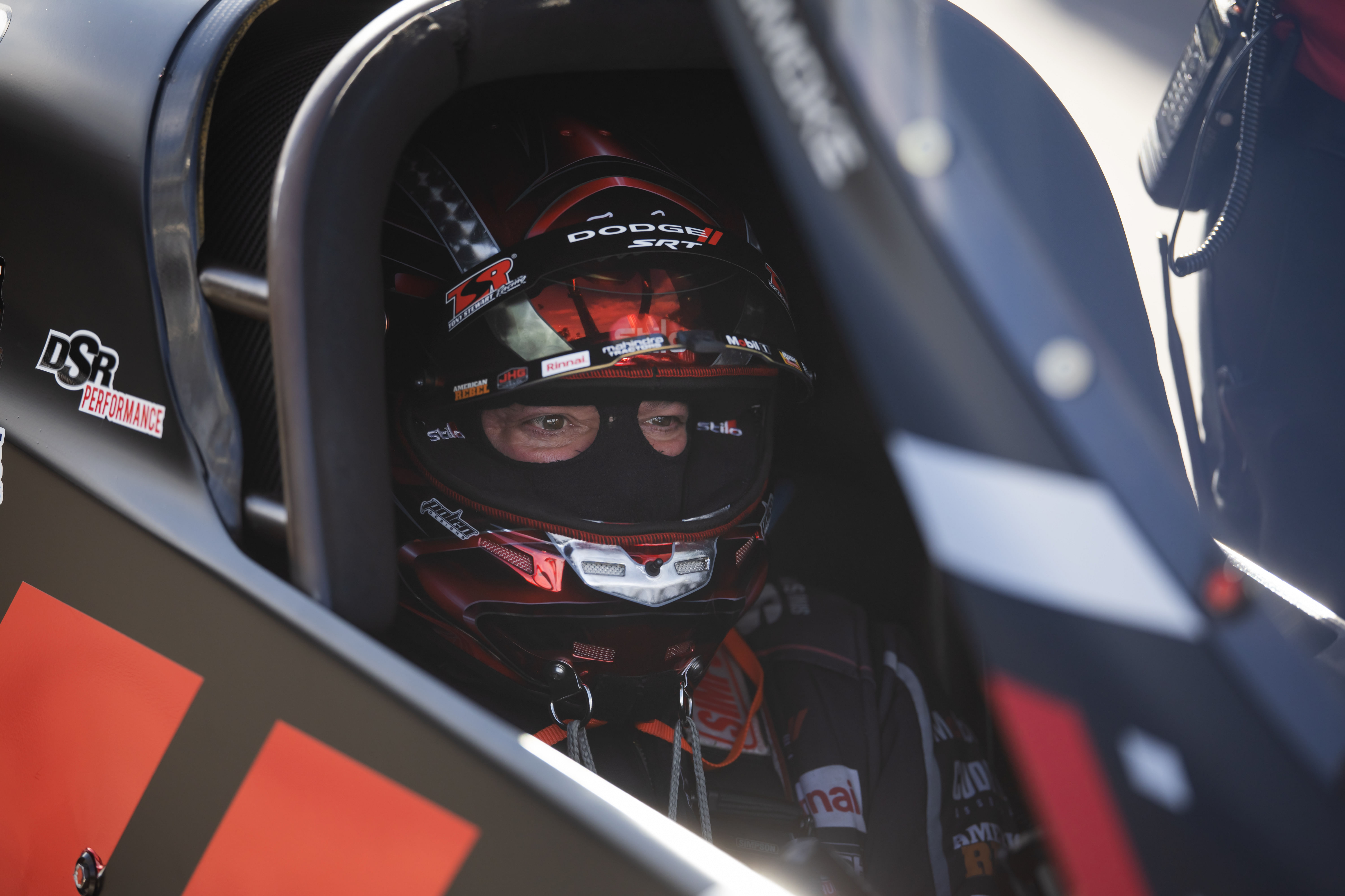 Tony Stewart competes in an 11,000-horsepower dragster in the NHRA - Source: Imagn