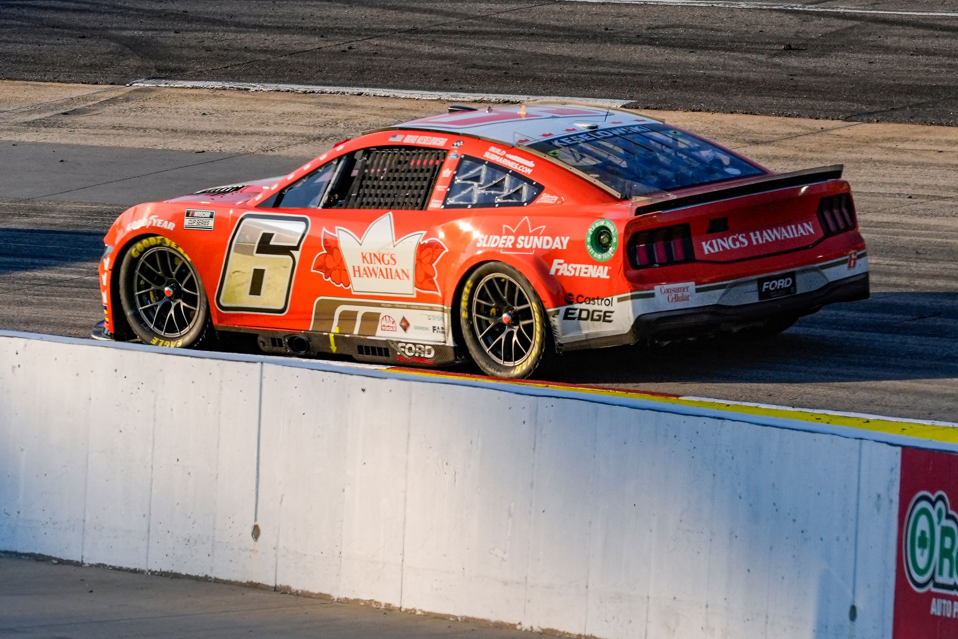 NASCAR Cup Series driver Brad Keselowski (6) in turn four during the Xfinity 500 at Martinsville Speedway. Mandatory Credit: Jim Dedmon-Imagn Images