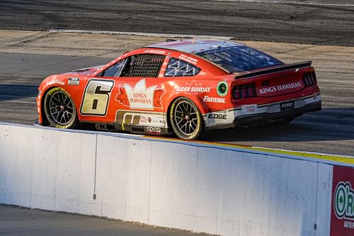 NASCAR Cup Series driver Brad Keselowski (6) in turn four during the Xfinity 500 at Martinsville Speedway. Mandatory Credit: Jim Dedmon-Imagn Images