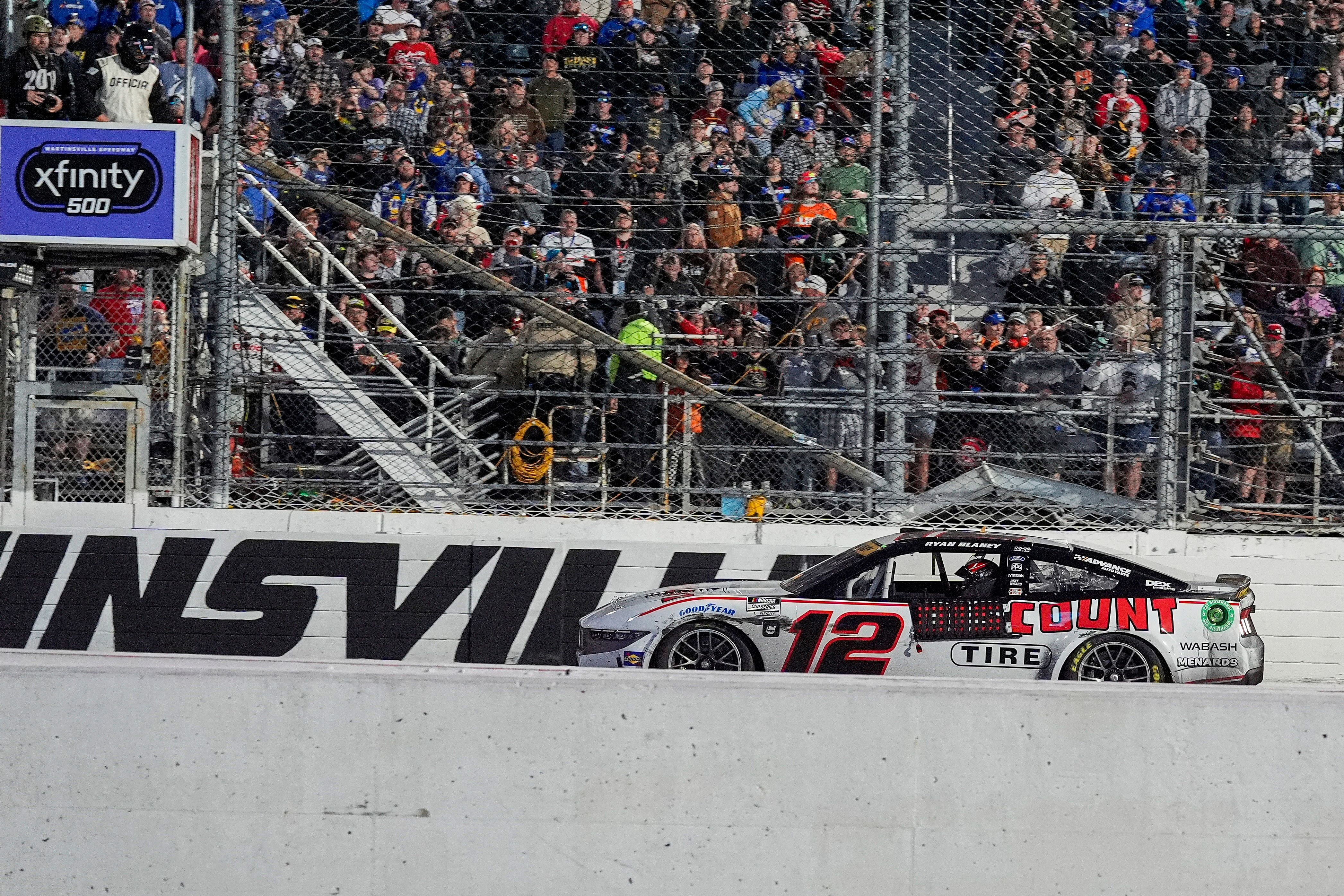 Ryan Blaney in the No. 12 Ford Mustang won the Xfinity 500 from Martinsville Speedway - Source: Imagn