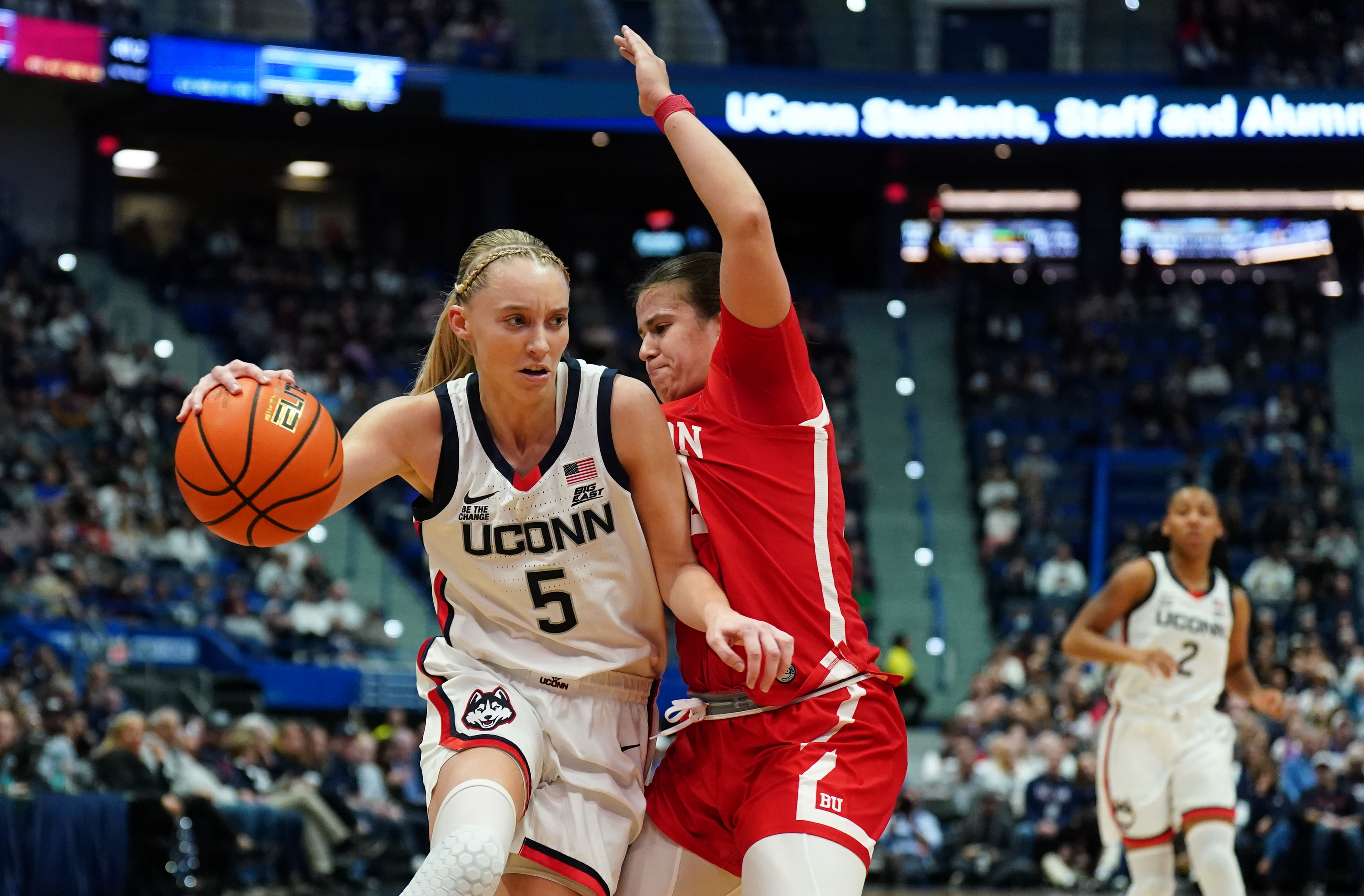 Paige Bueckers starred in the first game of her final season in college basketball.