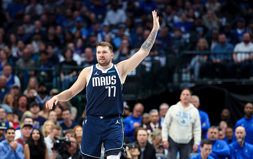 Dallas Mavericks guard Luka Doncic reacts during the first quarter against the Phoenix Suns at American Airlines Center. Photo Credit: Imagn