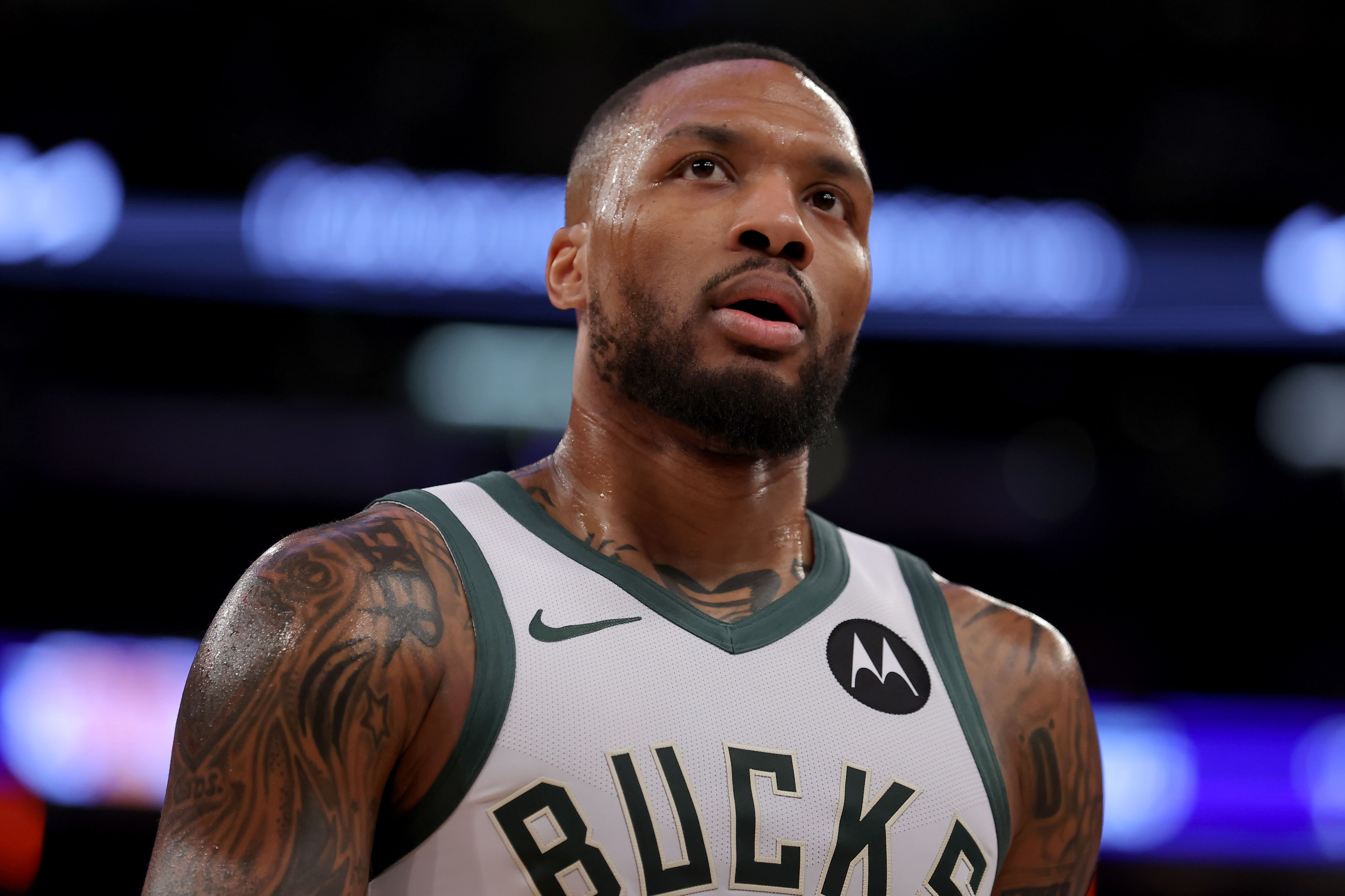 Milwaukee Bucks star point guard Damian Lillard (Image Credit: Brad Penner-Imagn Images)