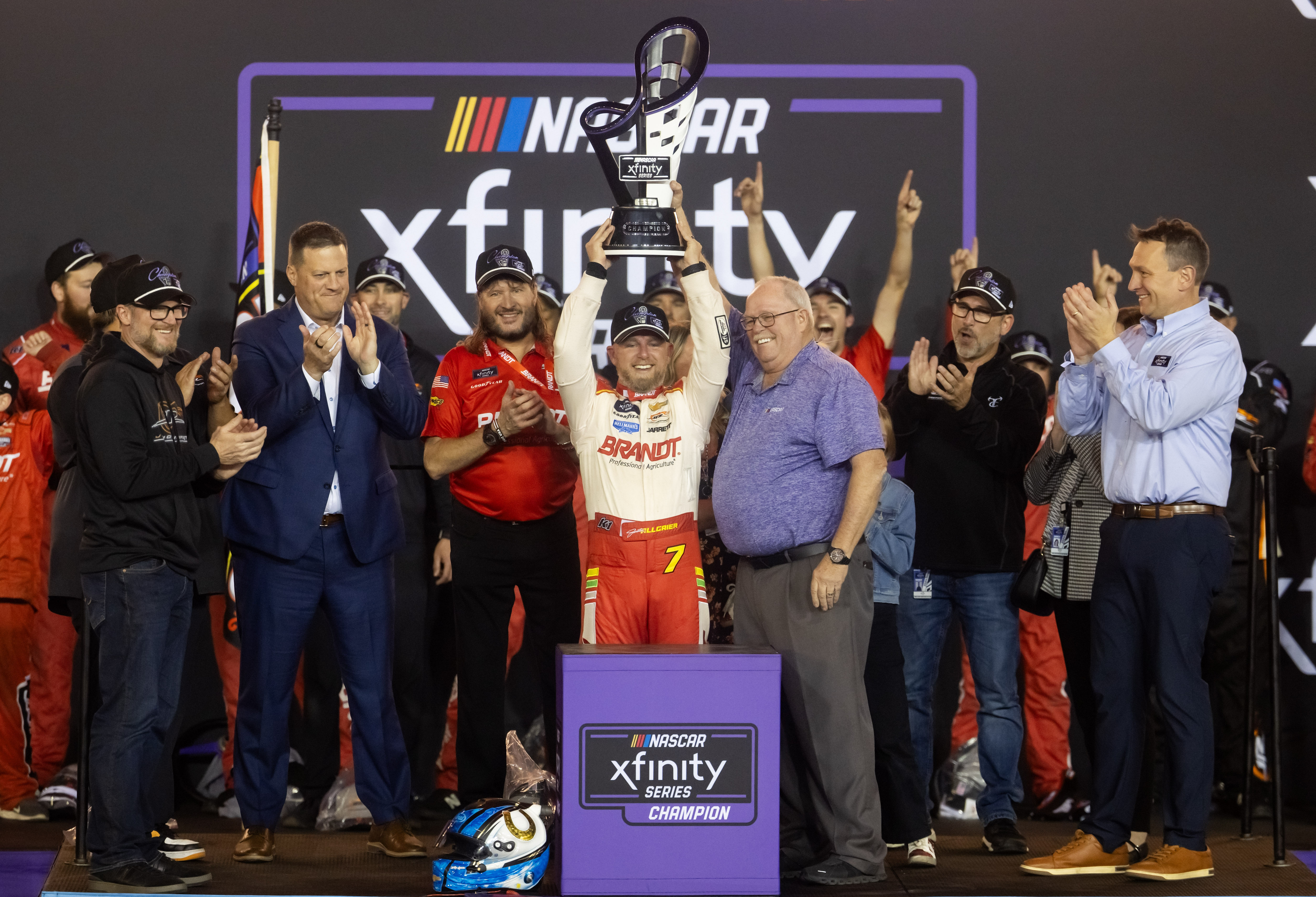 Justin Allgaier celebrating his championship win at Phoenix Raceway - Source: Imagn