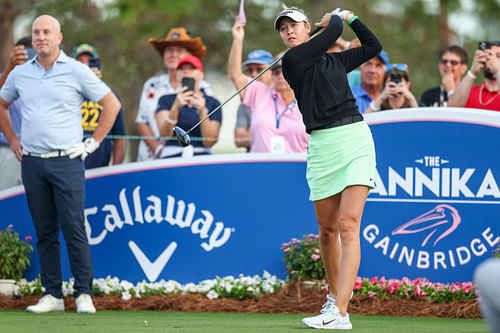 Nelly Korda has been using more technology recently (Image via Imagn)