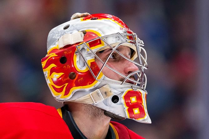 Watch: Dan Vladar unveils special mask paying tribute to Gaudreau brothers ahead of Flames vs. Blue Jackets