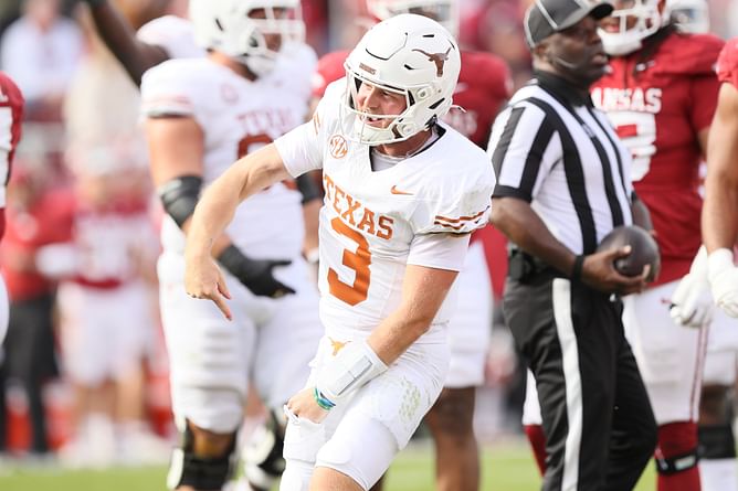 "I was fired up": Quinn Ewers gives insight into his conversation with Steve Sarkisian after Texas records gritty win over Arkansas