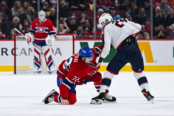 Watch: Arber Xhekaj and Mathieu Olivier trade hard-hitting punches in heavyweight tilt