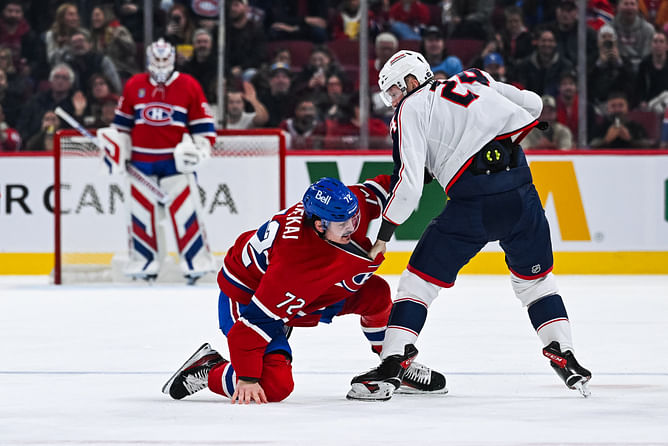 Habs' Arber Xhekaj makes his feelings known about heavyweight tilt with Blue Jackets' Mathieu Olivier