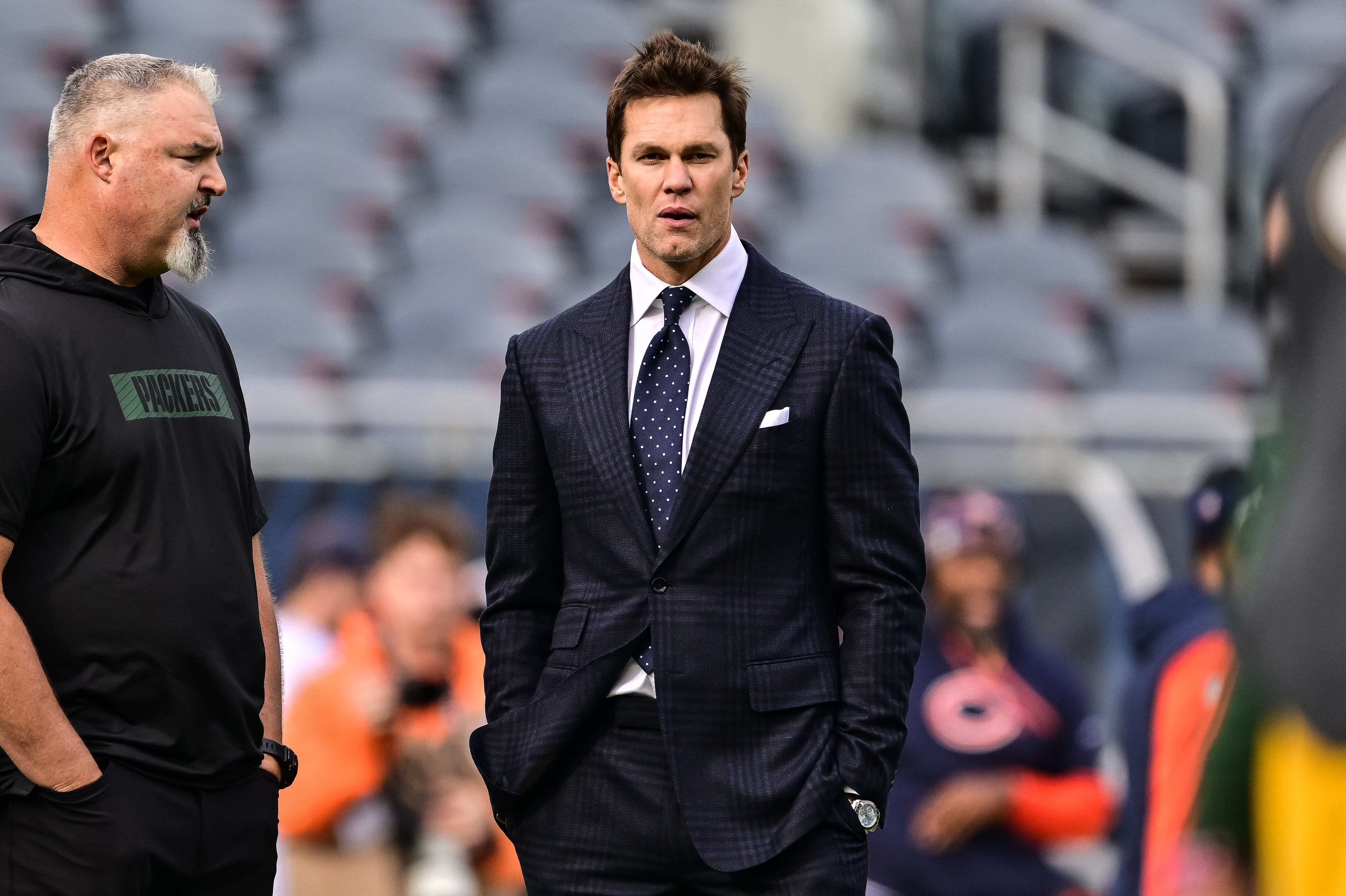 FOX Sports analyst and legendary quarterback Tom Brady before an NFL game. (Credits: IMAGN)