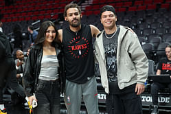 Dillon Gabriel's fiancee Zo Caswell has funny reaction to Trae Young's missed shots during Hawks' pregame warmups