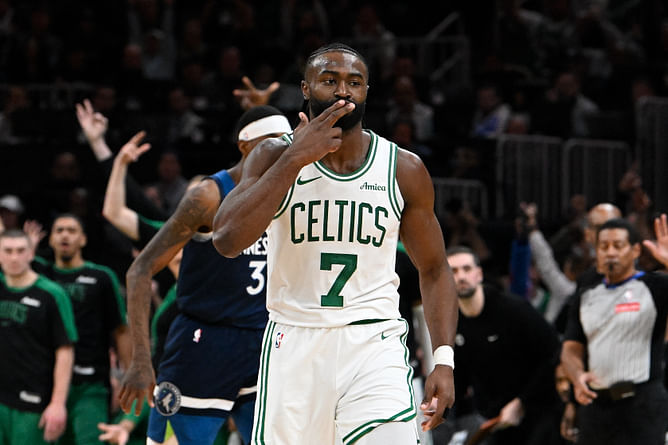 Jaylen Brown drops 4-word NSFW reaction on Timberwolves broadcast's unwarranted jabs over shooting slump