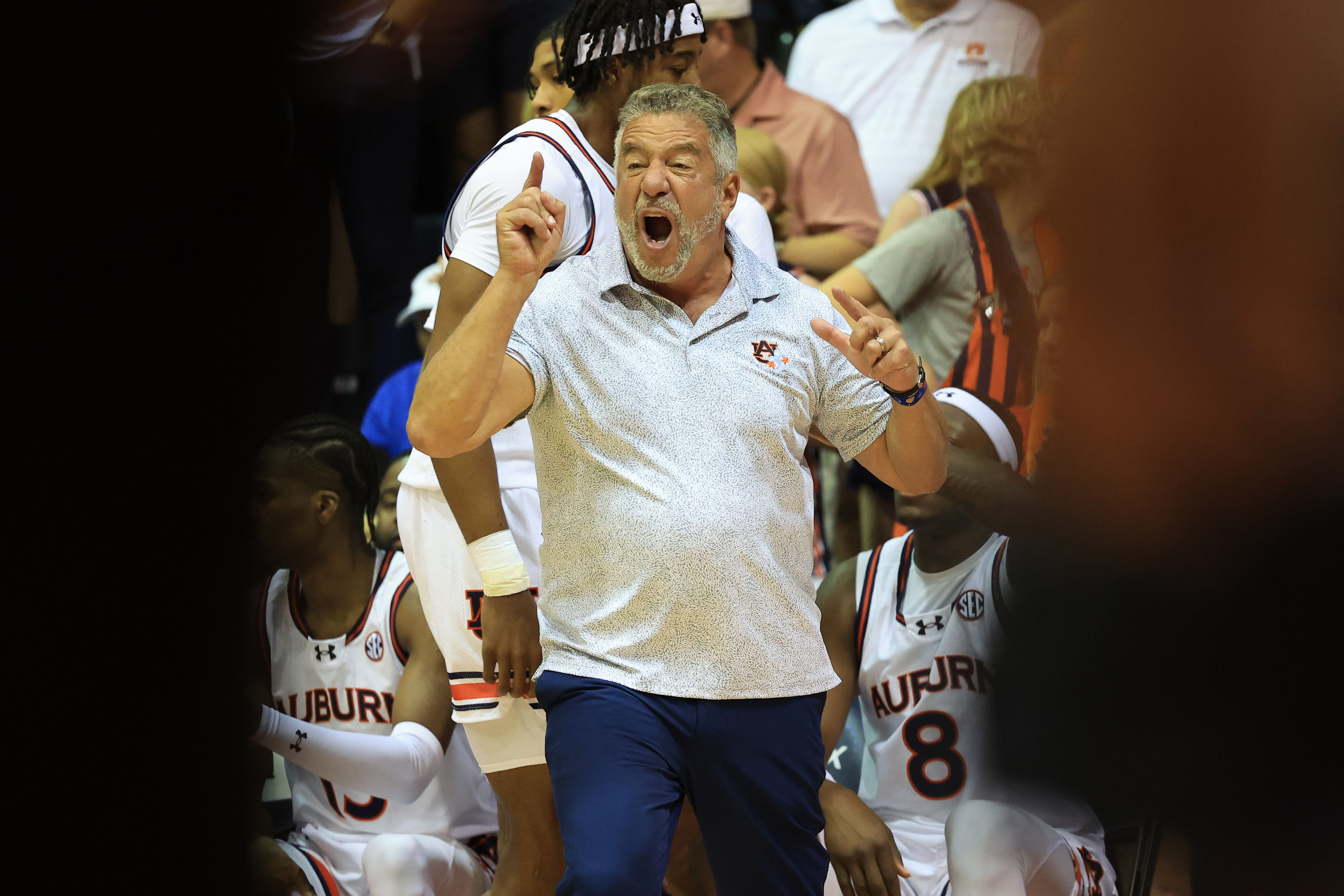 Auburn Tigers head coach Bruce Pearl in action on the sidelines against the Memphis Tigers in the first half at Lahaina Civic Center. Photo: Imagn