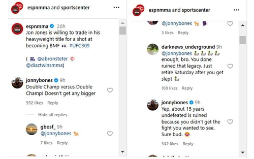 Screenshot of Jones' back and forth with a fan