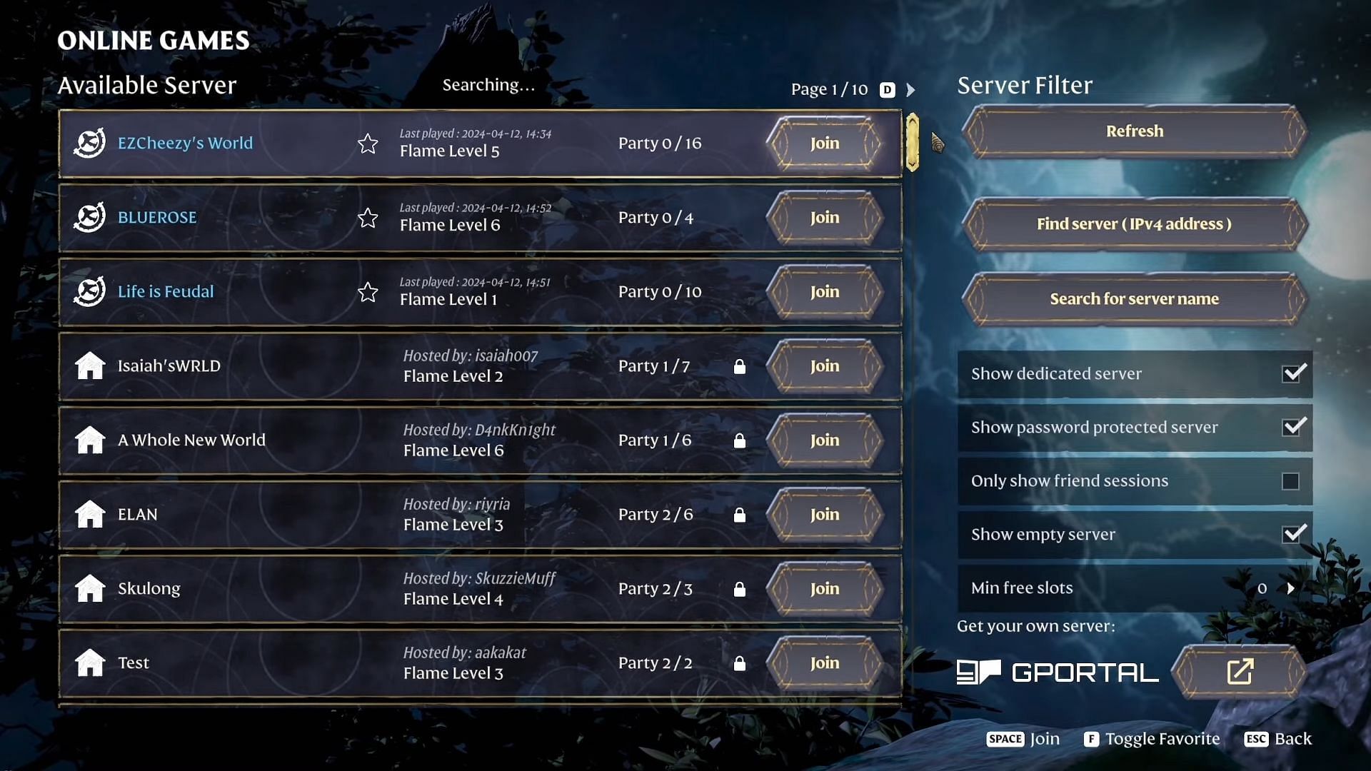 You can join any of the online active open servers on the list (Image via Keen games | YouTube/@The Co-Op Bros)