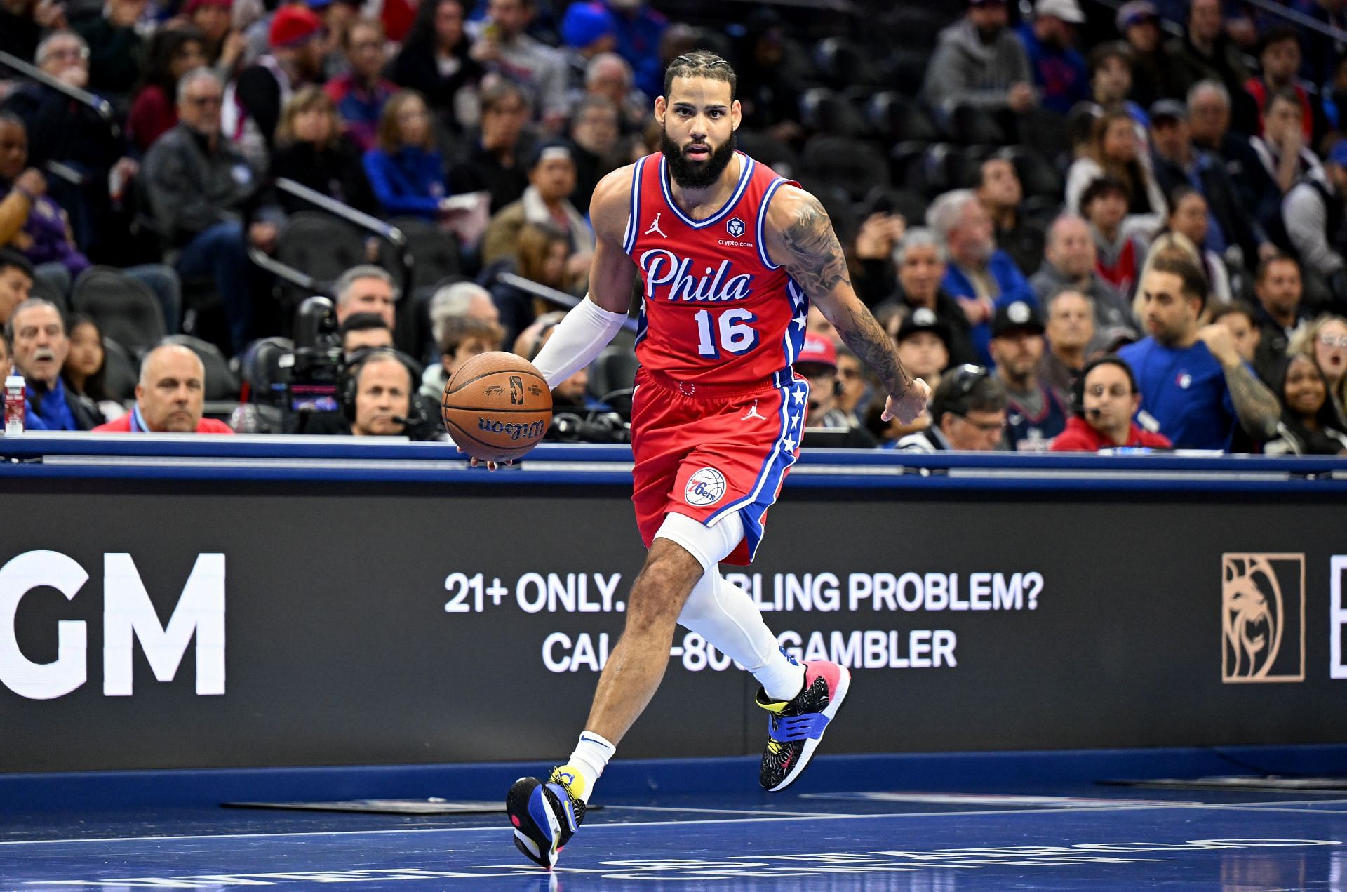 Caleb Martin in action for the Philadelphia 76ers at the Emirates NBA Cup (Credits: Getty)