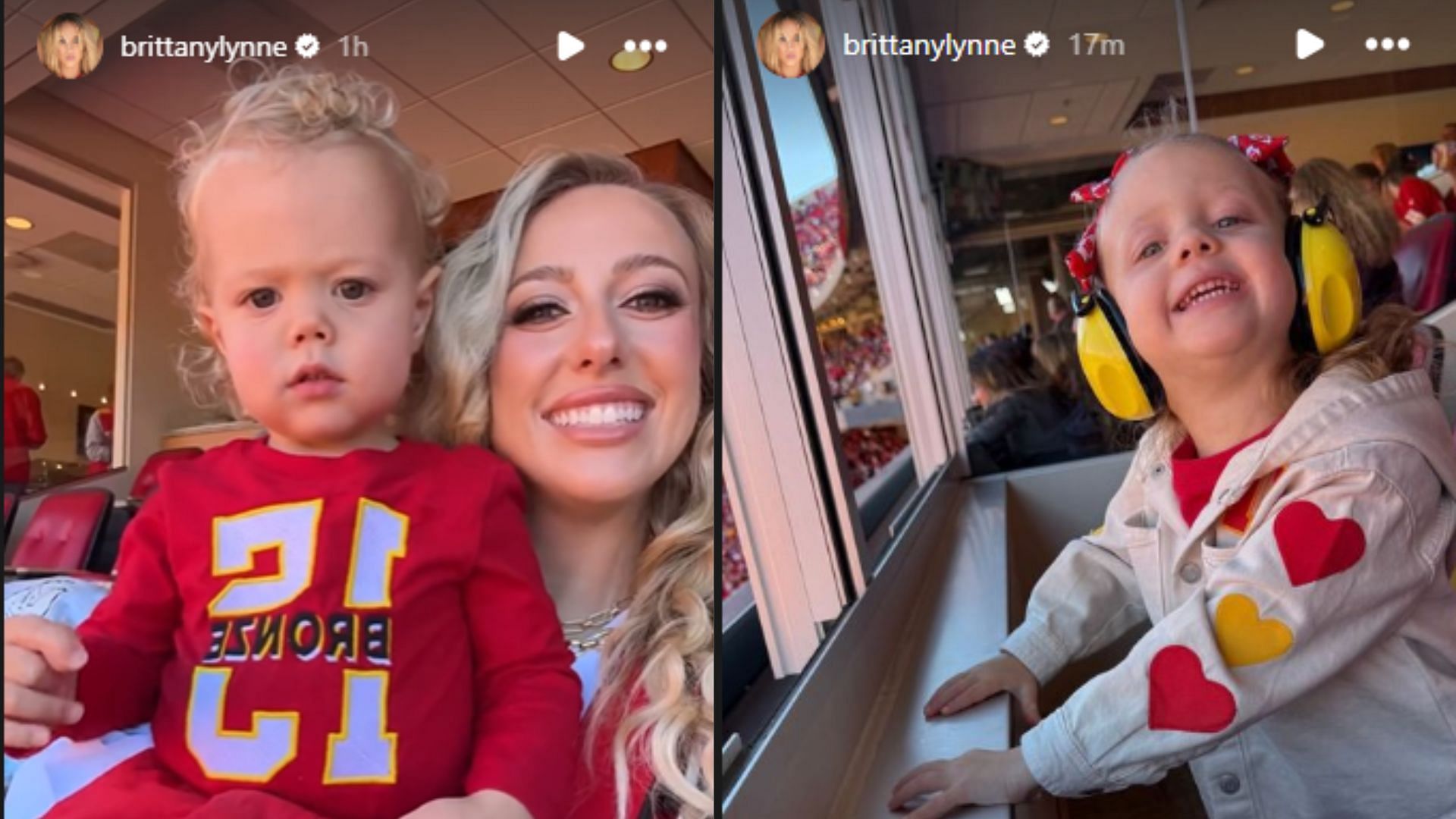 Brittany Mahomes, her son Bronze and daughter Sterling. (Photos via Brittany Mahomes IG)