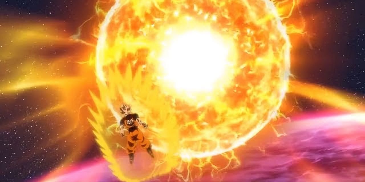 Beerus using the Sphere of Destruction against Goku (Image via Toei Animation)