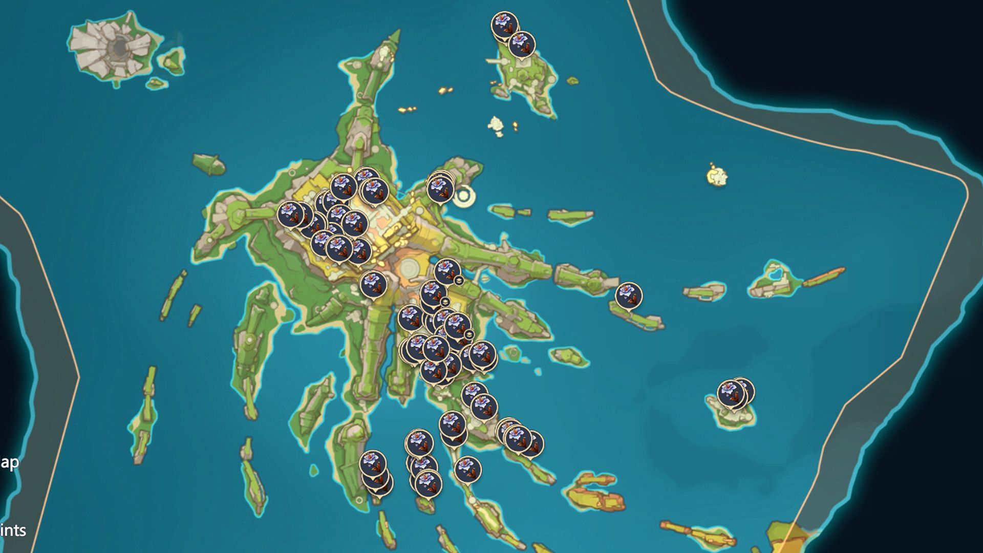 All Withering Purpurbloom locations in Natlan, as displayed on the interactive map (Image via HoYoverse)