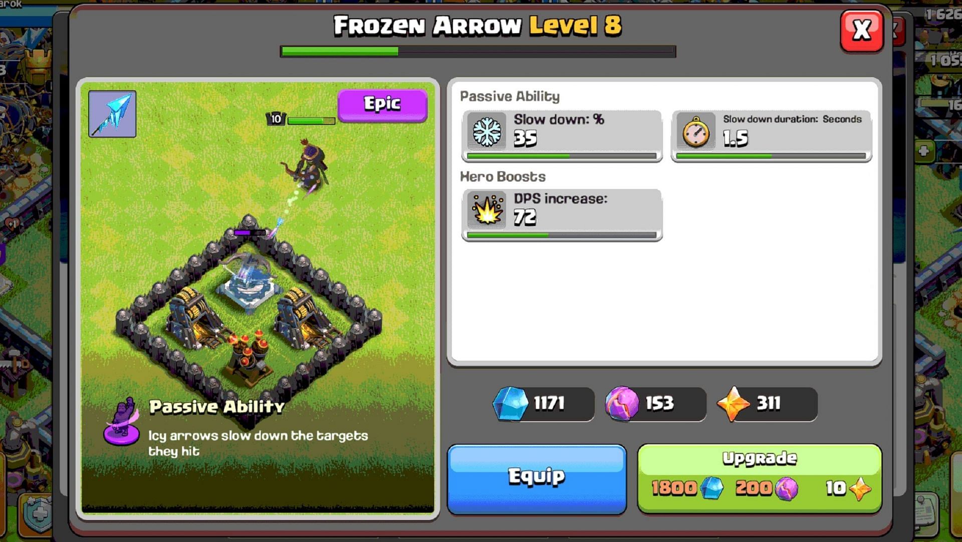 Frozen Arrow stats (Image via Supercell)