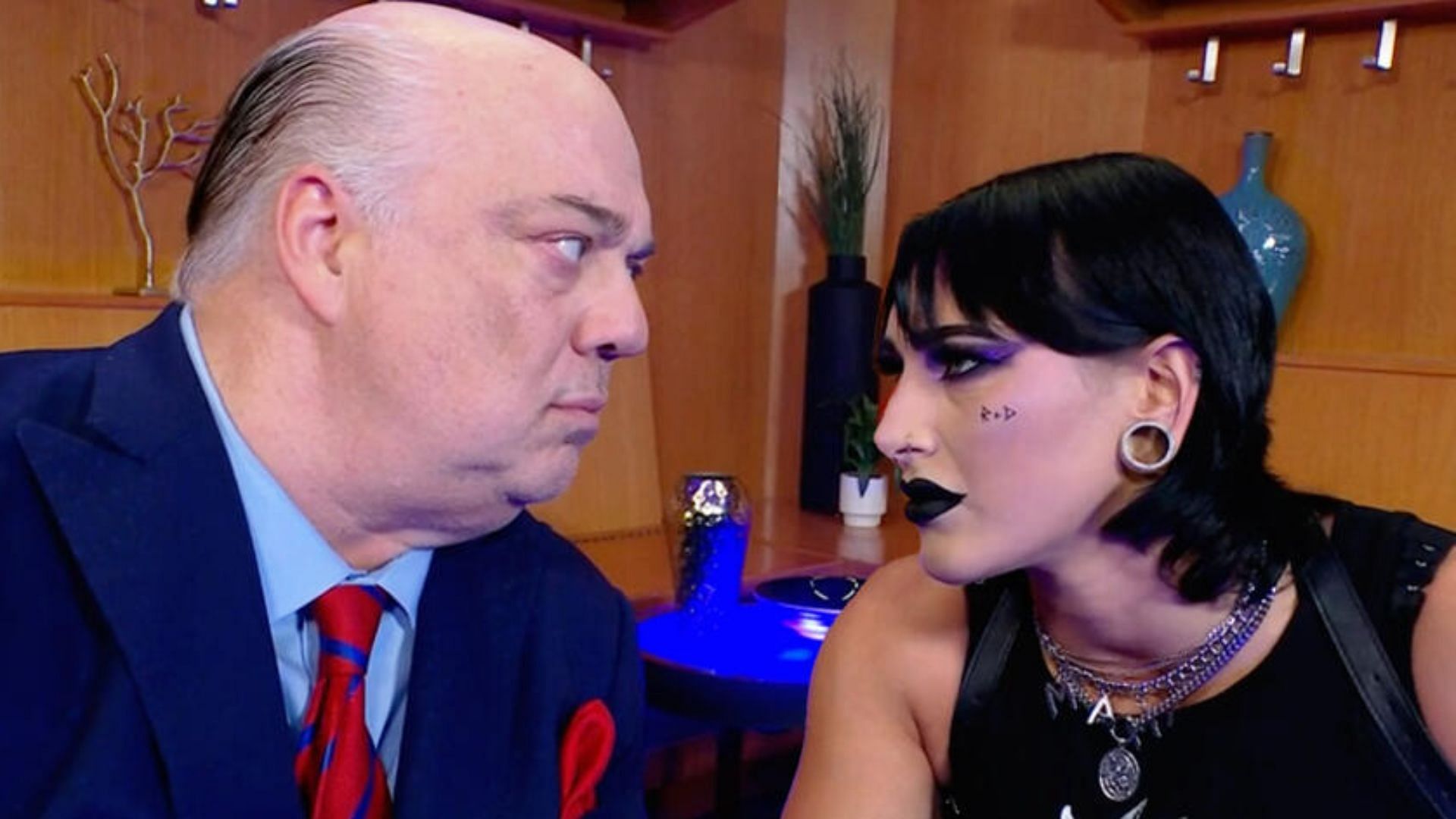 Paul Heyman and Rhea Ripley in a segment on SmackDown! [Image from WWE.com]
