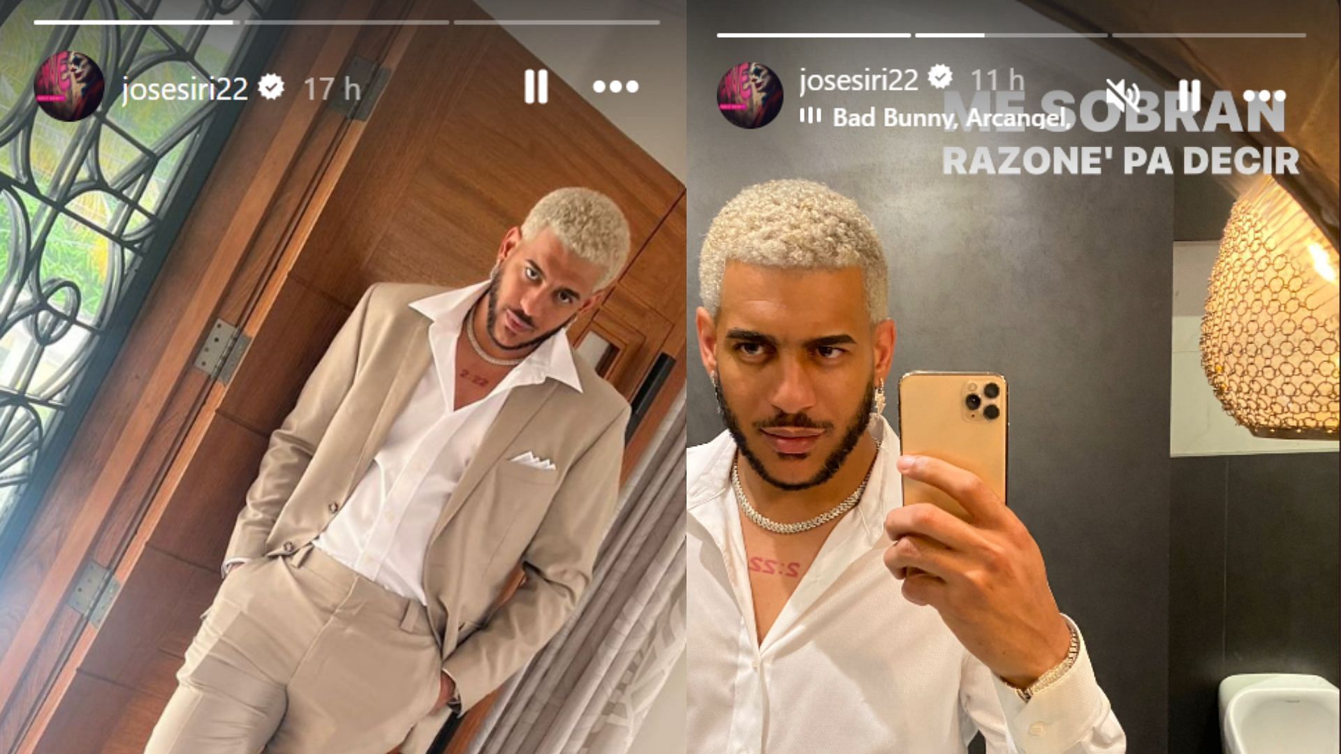 Jose Siri showing off his bling in a series of mirror selfies