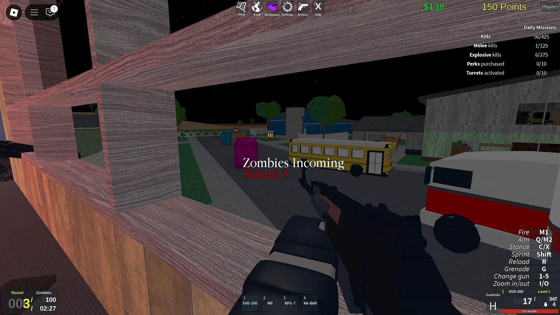 Preparing for a wave of zombies (Image via Roblox)