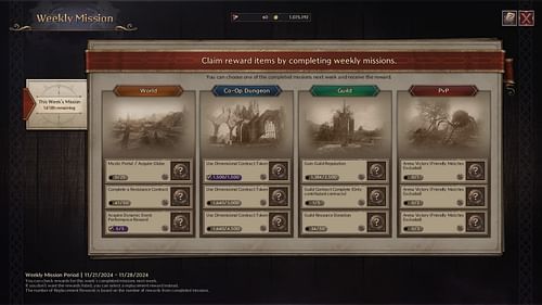 The weekly mission screen (Image via NCSoft)