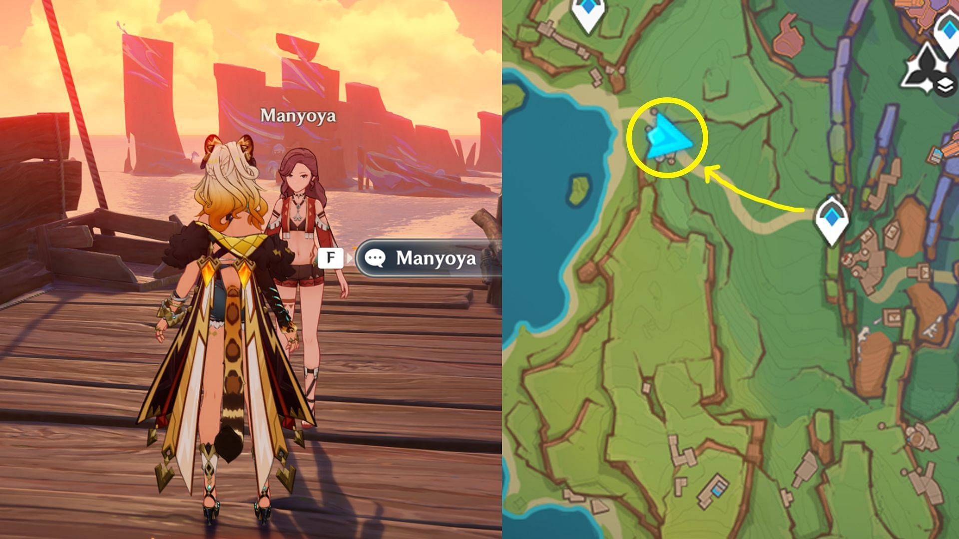 Location of Manyoya's challenge (Image via HoYoverse)