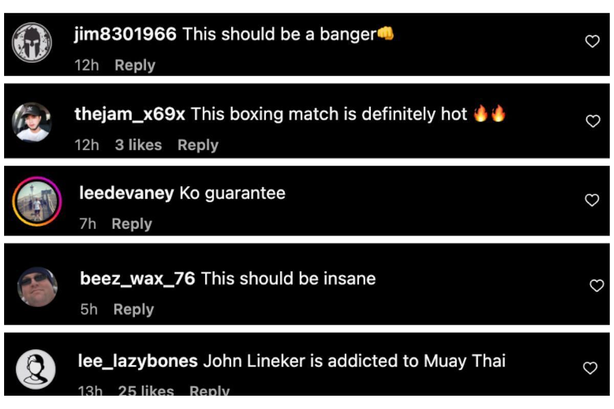 Screenshot of fans&#039; comments