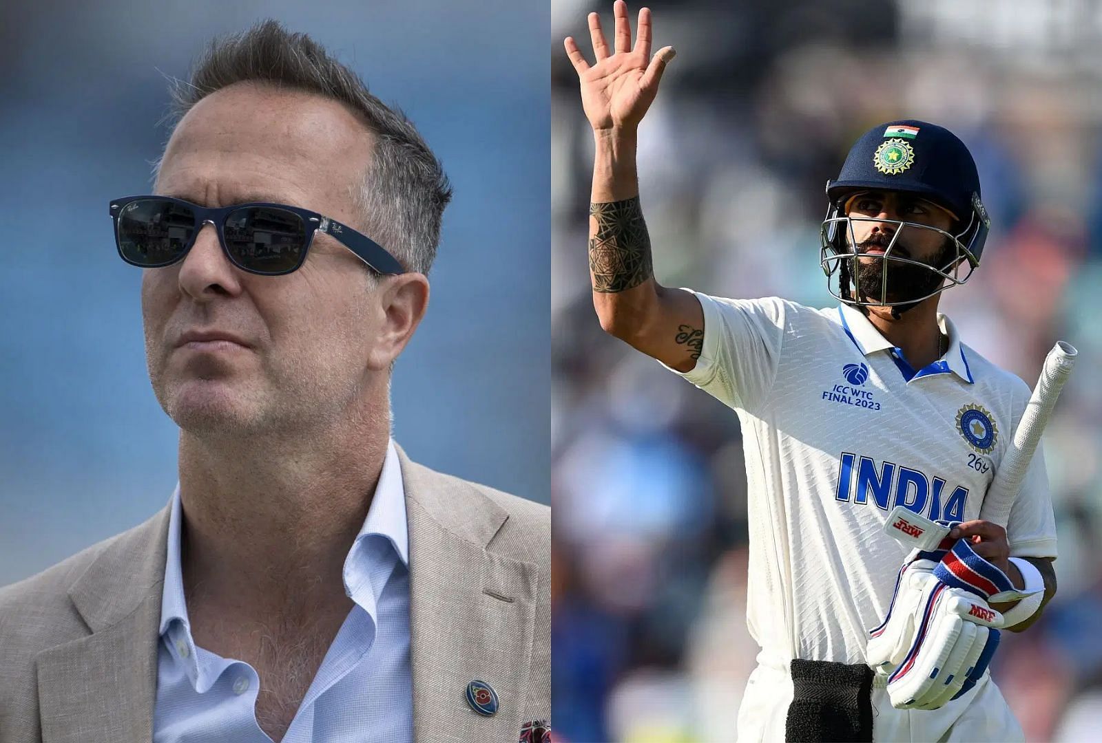 Michael Vaughan (L) and Virat Kohli. (GETTY)